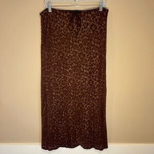 Vintage Brown Floral Flowy Skirt
